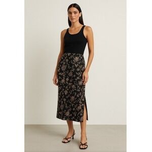 Anne Klein Side Slit Midi Skirt Size 14 Vintage Whimsigoth 90s Dark Fairy Alt